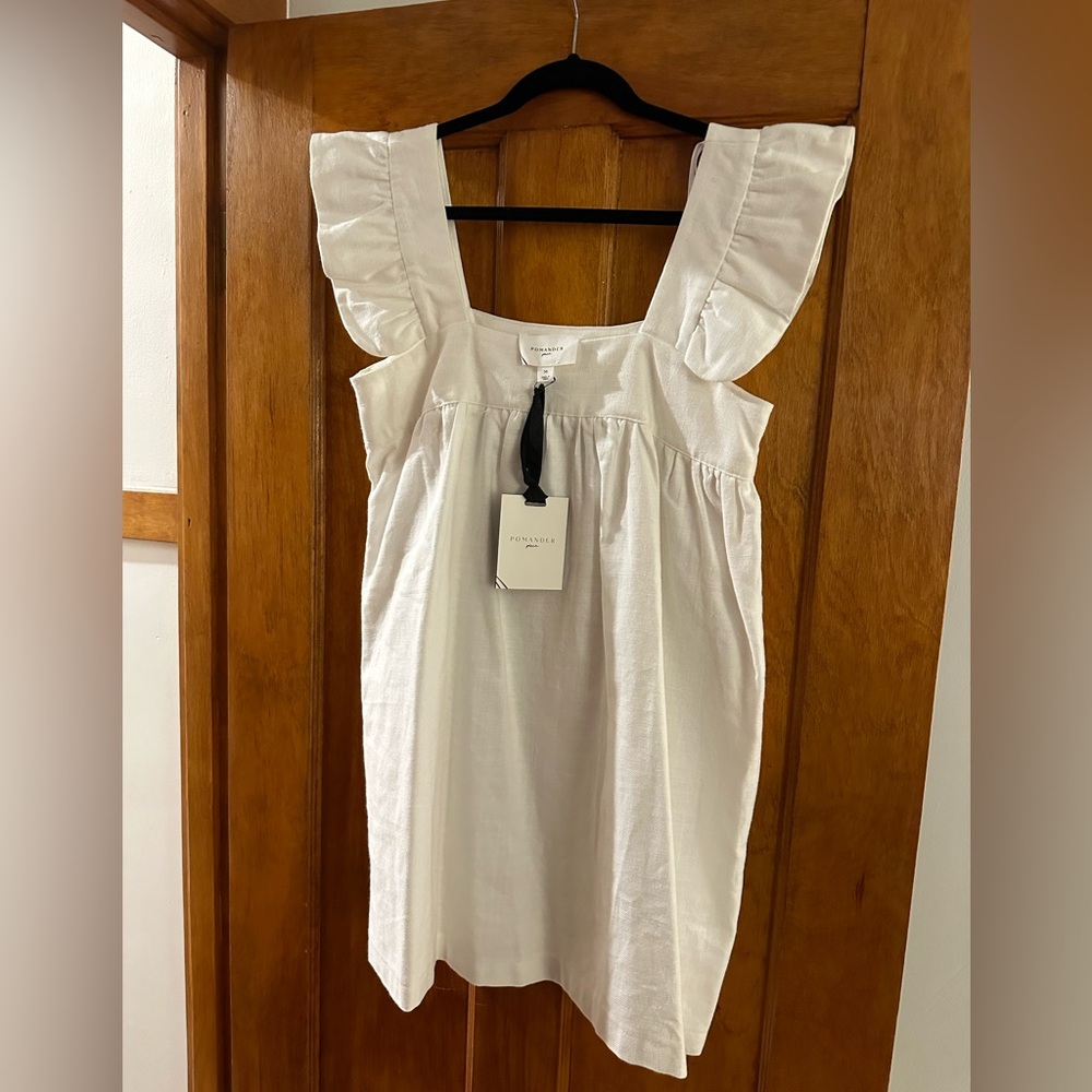 Tuckernuck Pomander Place White Hazel Flutter Sleeve Dress, Size M